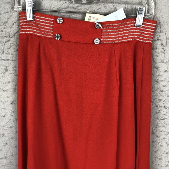 Vintage Celanese Maxi Skirt Women 14 Retro Polyester 70s Sailor Preppy Old Money - Picture 3 of 16